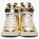 Saint Laurent Gold Lamé Leather High Top Sneaker